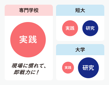 専門学校、短大、大学の違い